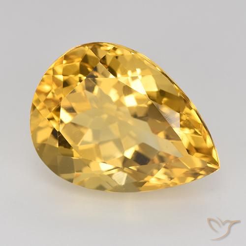 8.81 ct Golden Citrine Stone, Natural Citrine in Pear Facet Shape for Sale