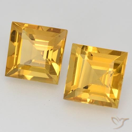 3.32 ctw Golden Citrine Stones, Natural Citrine in Square Step-Cut Shape for Sale