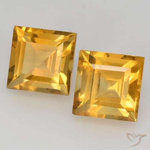 3.68 ctw Golden Citrine Stones, Natural Citrine in Square Step-Cut Shape for Sale