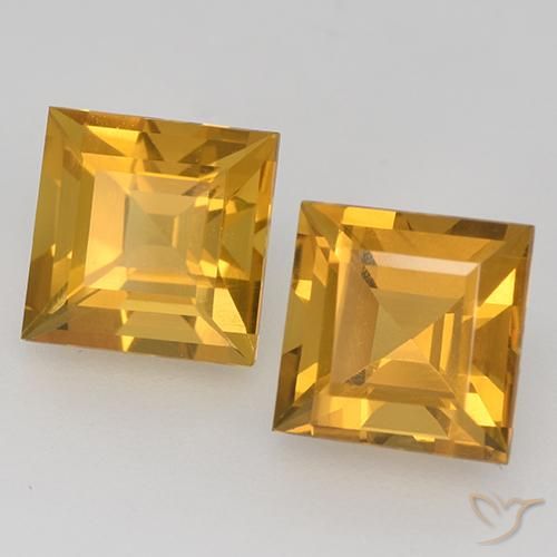 3.44 ctw Golden Citrine Stones, Natural Citrine in Square Step-Cut Shape for Sale
