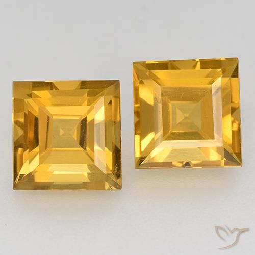 3.5 ct Yellow Citrine, 7.1 x 7 mm Square Cut From Brazil, Photo A