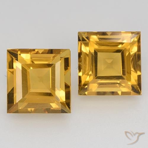 3.32 ct Yellow Citrine, 7 x 6.9 mm Square Cut From Brazil, Photo A