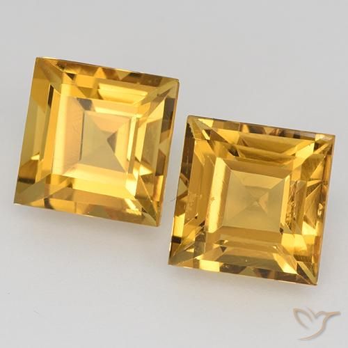 3.32 ctw Golden Citrine Stones, Natural Citrine in Square Step-Cut Shape for Sale