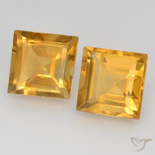 2.95 ctw Golden Citrine Stones, Natural Citrine in Square Step-Cut Shape for Sale