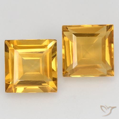 3.26ctw Natural Deep Golden Orange Citrine, Square, VVS-VS