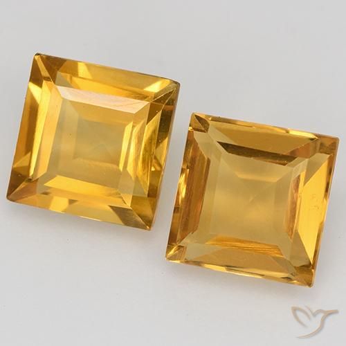3.26 ctw Golden Citrine Stones, Natural Citrine in Square Step-Cut Shape for Sale
