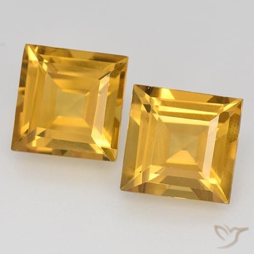 3.07 ctw Golden Citrine Stones, Natural Citrine in Square Step-Cut Shape for Sale