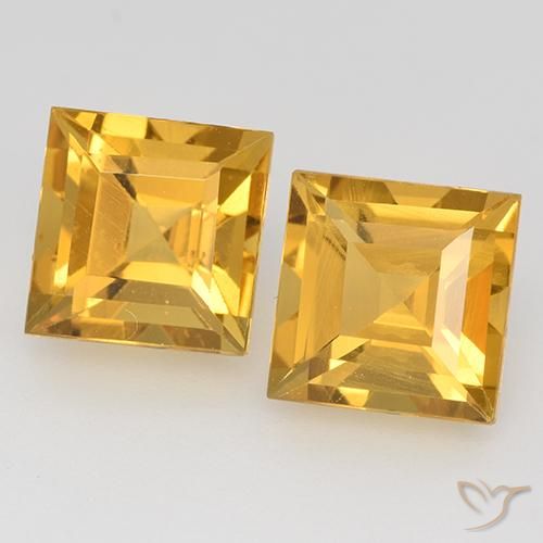 3.33 ctw Golden Citrine Stones, Natural Citrine in Square Step-Cut Shape for Sale