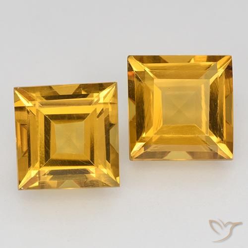 Dark Golden Citrine Gem - 1.6ct Square Step-Cut (ID: 515031)
