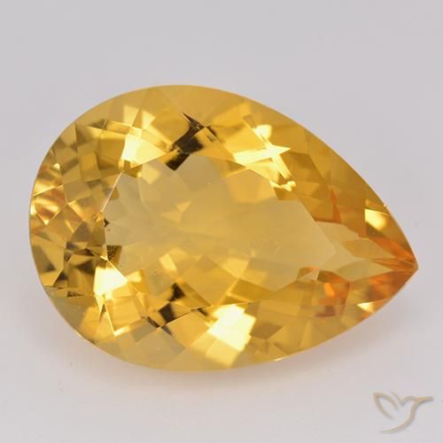 9.93 ct Yellow Citrine, 18 x 13.1 mm Pear Cut From Brazil, Photo A