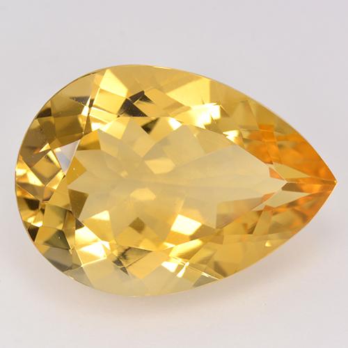 Golden Citrine Gem - 10.1ct Pear Facet (ID: 515409)
