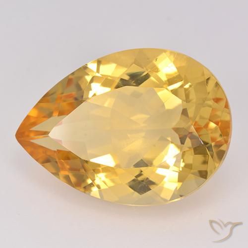10.43 ct Golden Citrine Stone, Natural Citrine in Pear Facet Shape for Sale
