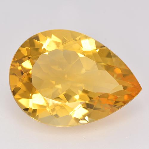 10.04 ct Golden Citrine Gemstone, Citrine Gem in Pear Facet Shape for Sale.
