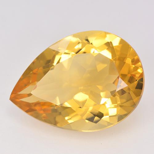 10.04 ct Golden Citrine Stone, Natural Citrine in Pear Facet Shape for Sale