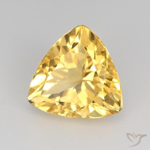 2.13 ct Golden Citrine Stone, Natural Citrine in Trillion Facet Shape for Sale