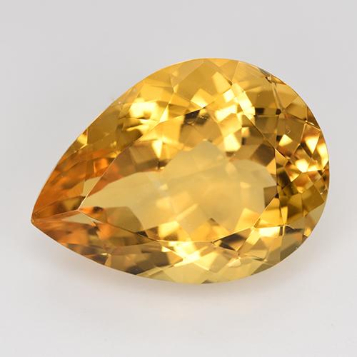 20 x 14.7mm Pear Golden Citrine from Brazil, Weight of 14.5ct, Natural untreated Gemstone in VVS-VS Clarity, 1pc Pear Facet Citrine - Color: Dark Golden, Mohs Hardness of 7 suitable for daily wear jewelry, November Birthstone, Photo A