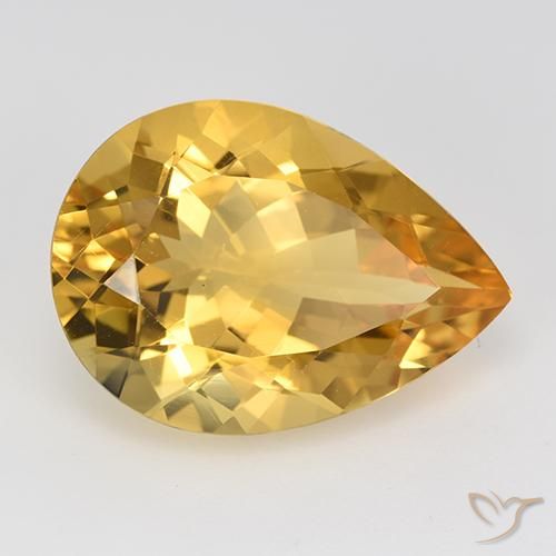 9.66 ct Golden Citrine Stone, Natural Citrine in Pear Facet Shape for Sale