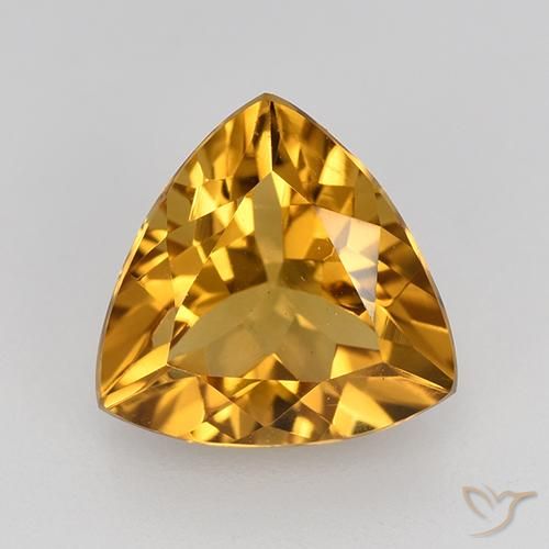 2.19ct Natural Medium Orange-Gold Citrine, Trillion, VVS-VS