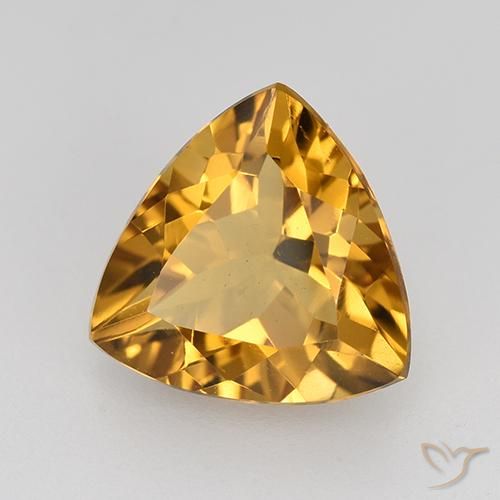2.19 ct Golden Citrine Stone, Natural Citrine in Trillion Facet Shape for Sale