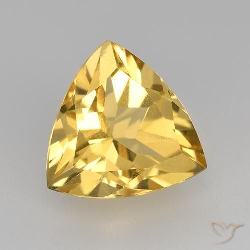 2.25 ct Golden Citrine Stone, Natural Citrine in Trillion Facet Shape for Sale
