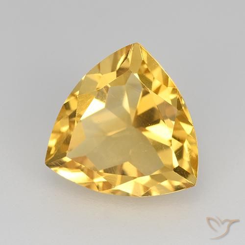 2.27 ct Golden Citrine Stone, Natural Citrine in Trillion Facet Shape for Sale