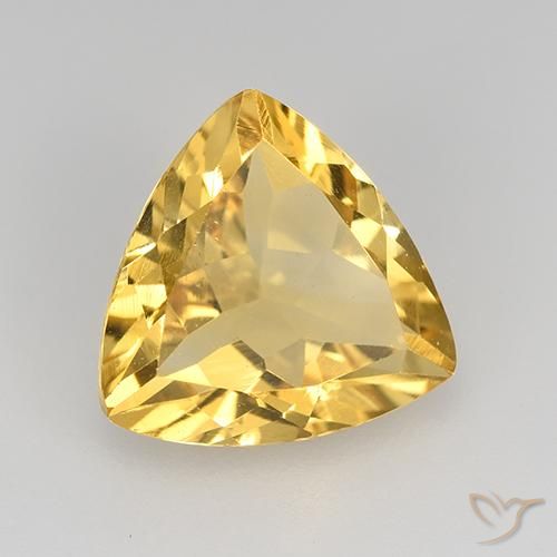 1.93 ct Golden Citrine Stone, Natural Citrine in Trillion Facet Shape for Sale