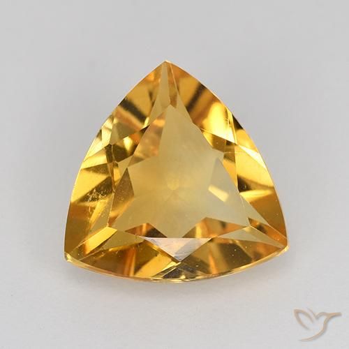1.85 ct Golden Citrine Gemstone, Citrine Gem in Trillion Facet Shape for Sale.