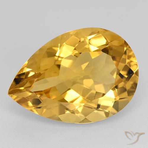 10.54 ct Yellow Citrine, 18.1 x 12.8 mm Pear Cut From Brazil, Photo A