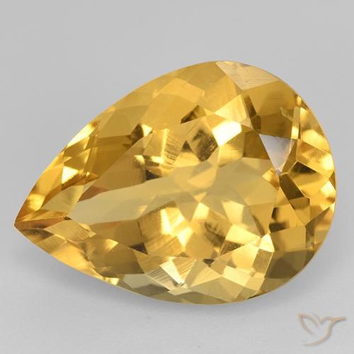 7.86 ct Yellow Citrine, 16.1 x 11.8 mm Pear Cut From Brazil, Photo A