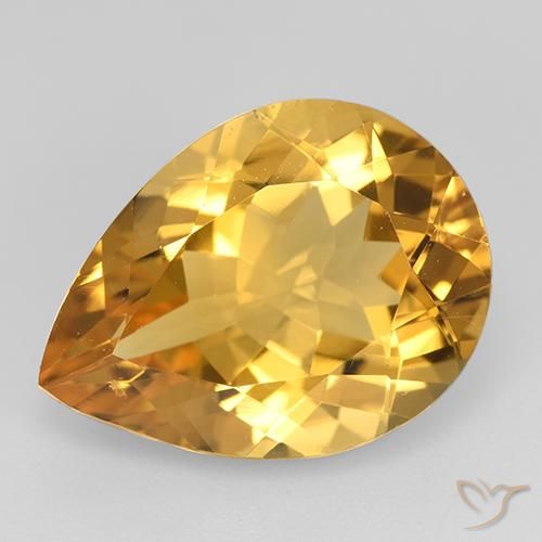 7.93 ct Yellow Citrine, 16.1 x 12.1 mm Pear Cut From Brazil, Photo A