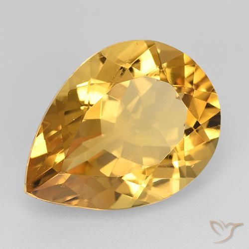 7.93 ct Golden Citrine Stone, Natural Citrine in Pear Facet Shape for Sale