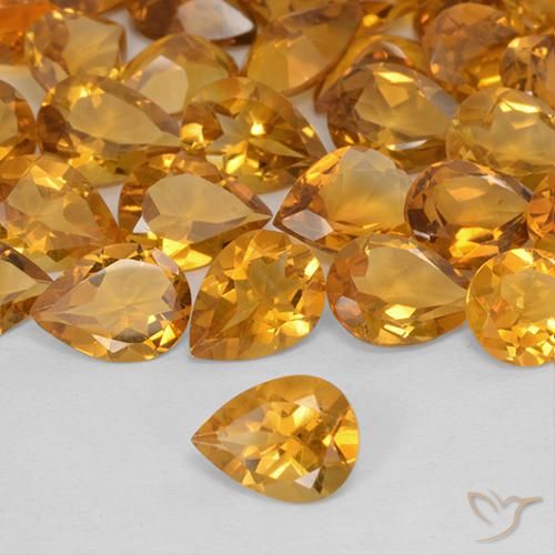 87.88 ctw Golden Citrine Stones, Natural Citrine in Pear Facet Shape for Sale