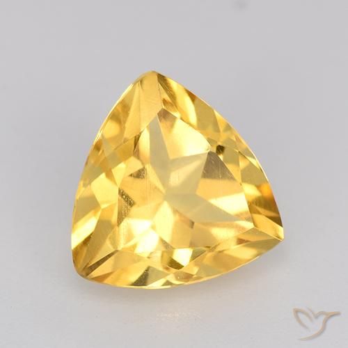 2.28 ct Golden Citrine Stone, Natural Citrine in Trillion Facet Shape for Sale