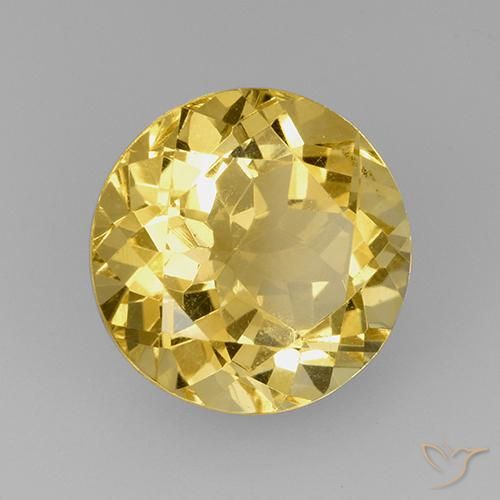 7.17 ct Golden Citrine Stone, Natural Citrine in Round Facet Shape for Sale