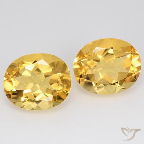 9.31 ctw Golden Citrine Gemstones, Citrine Gems in Oval Facet Shape for Sale.