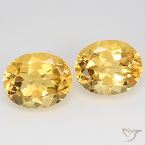 10.12 ctw Golden Citrine Gemstones, Citrine Gems in Oval Facet Shape for Sale.