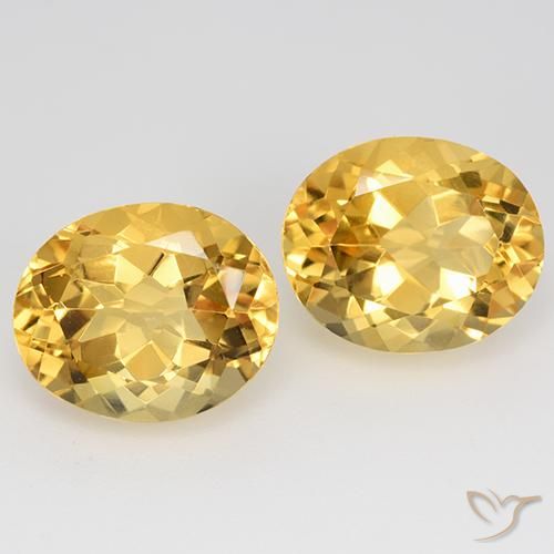 9.66 ctw Golden Citrine Gemstones, Citrine Gems in Oval Facet Shape for Sale.