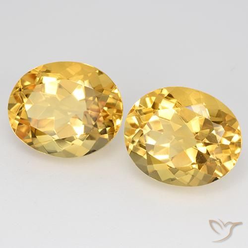 9.66 ctw Golden Citrine Stones, Natural Citrine in Oval Facet Shape for Sale