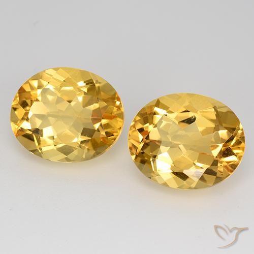 9.44 ctw Golden Citrine Stones, Natural Citrine in Oval Facet Shape for Sale