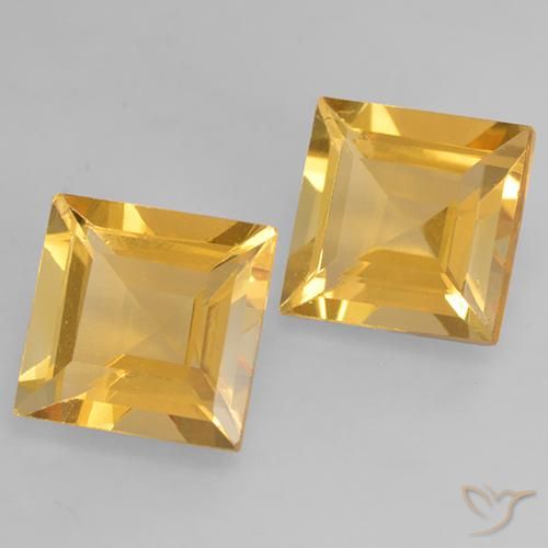 3.12 ctw Golden Citrine Stones, Natural Citrine in Square Facet Shape for Sale
