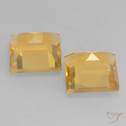 Citrine Gemstones in 7 x 7 mm (calibrated) Size for Sale, Citrine Stones in Medium Gold Color
