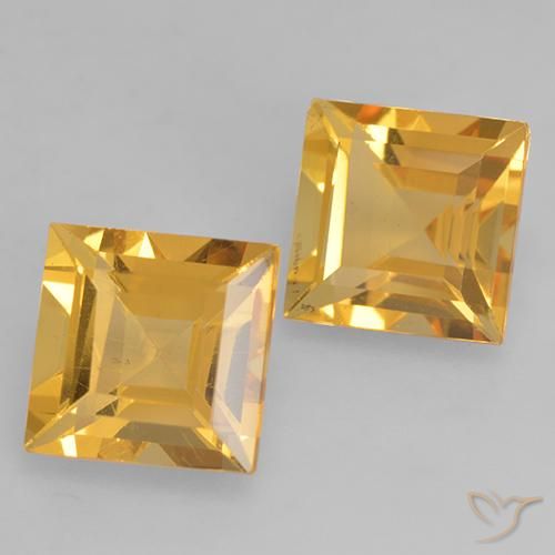 3.22 ctw Golden Citrine Stones, Natural Citrine in Square Facet Shape for Sale