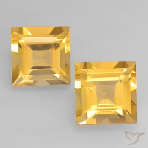 Medium Gold Citrine Gem - 1.6ct Square Facet (ID: 529102)