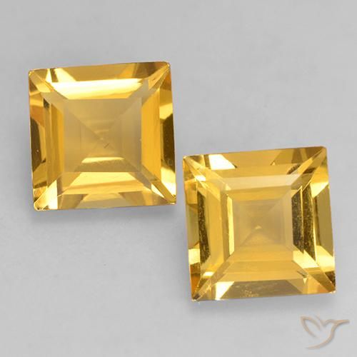 2.98 ctw Golden Citrine Gemstones, Citrine Gems in Square Facet Shape for Sale.