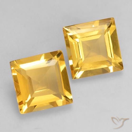 2.98 ctw Golden Citrine Stones, Natural Citrine in Square Facet Shape for Sale