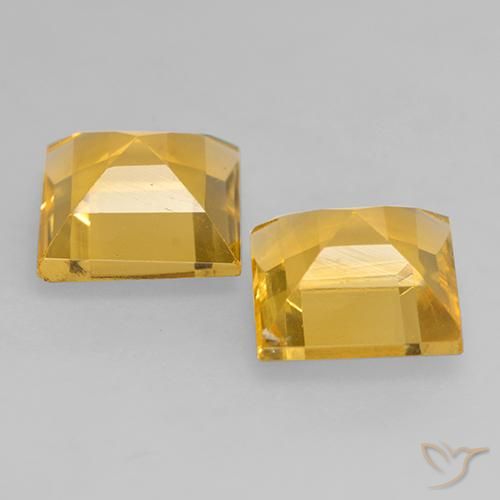Citrine Gemstones in 7 x 7 mm (calibrated) Size for Sale, Citrine Stones in Bright Gold Color