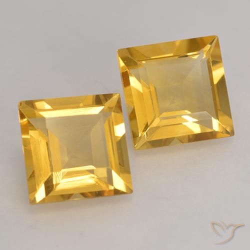 2.89 ctw Golden Citrine Stones, Natural Citrine in Square Facet Shape for Sale