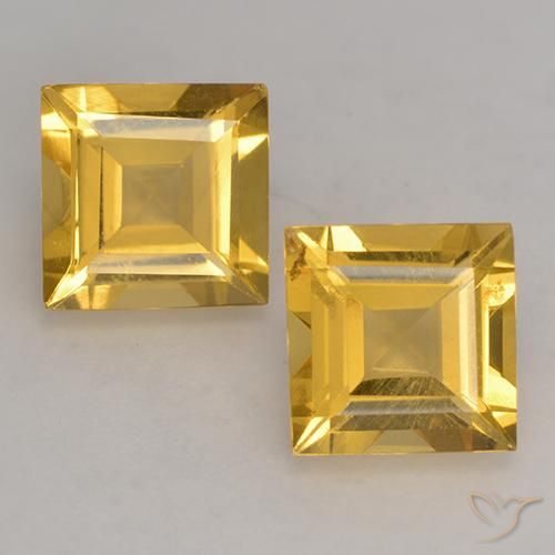 2.89 ct Yellow Citrine, 7 x 6.9 mm Square Cut From Brazil, Photo A