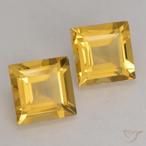 2.89 ctw Golden Citrine Stones, Natural Citrine in Square Facet Shape for Sale