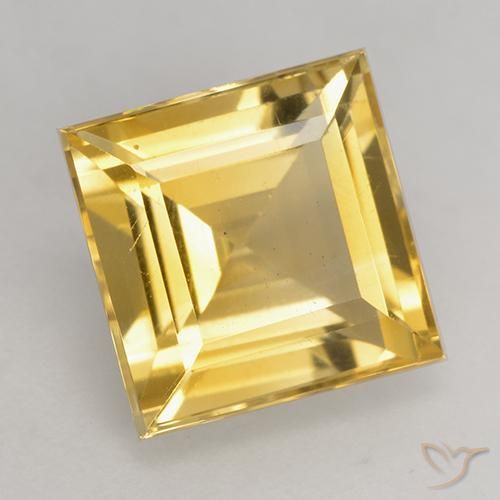 3.57 ct Golden Citrine Stone, Natural Citrine in Square Facet Shape for Sale